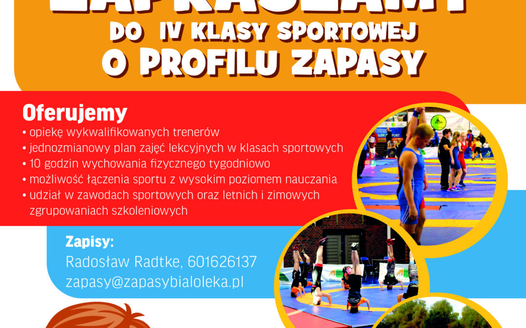Nabór do klasy sportowej o profilu zapasy w roku szkolnym 2024/2025!!!
